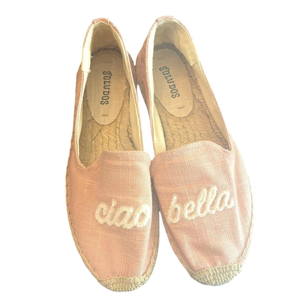 Soludos Pink Espadrilles Sandals Flats Ciao Bella Sz 6.5 Casual Beachy Summer